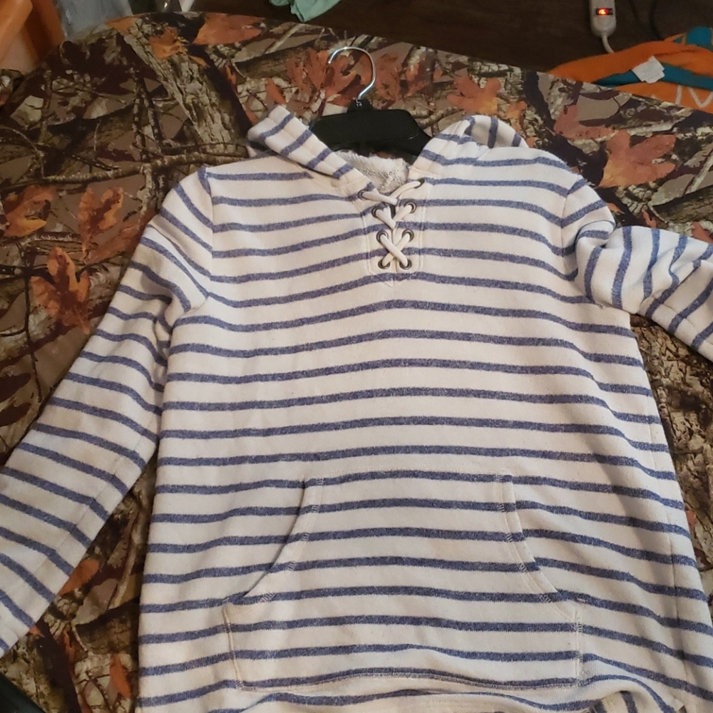 White and blue hoodie